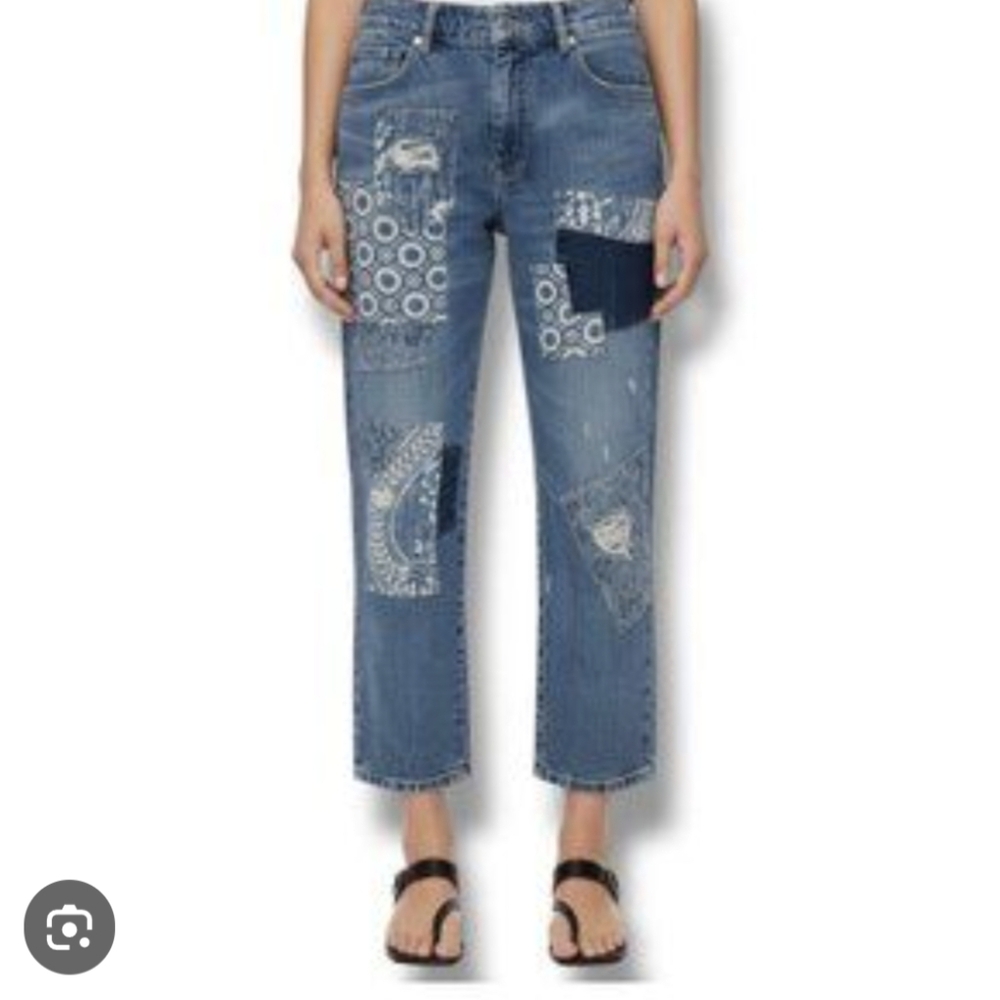 Anthropologie Pilcro Denim Patchwork Boyfriend Jeans